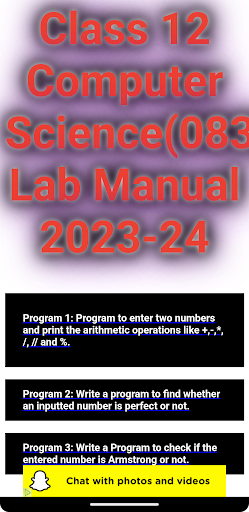 Android application CLASS12 COMPUTER SCIENCE LAB screenshort