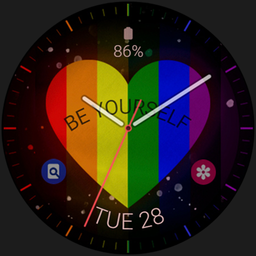 Rainbow Love analog watch face logo