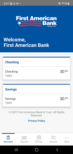 First American Bank and Trust Screen 2