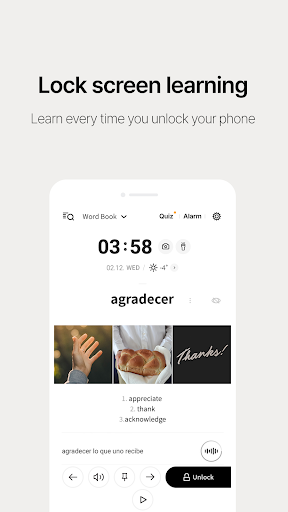 Lockscreen Spainish word alarm Screen 2