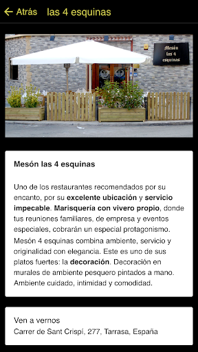 Android application Mesón 4 esquinas screenshort