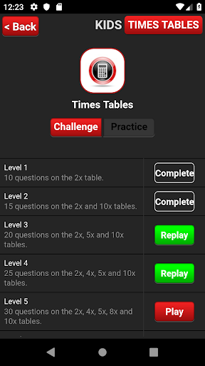 Kids Times Table Challenges