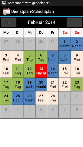 Android application Dienstplan Schichtplan screenshort