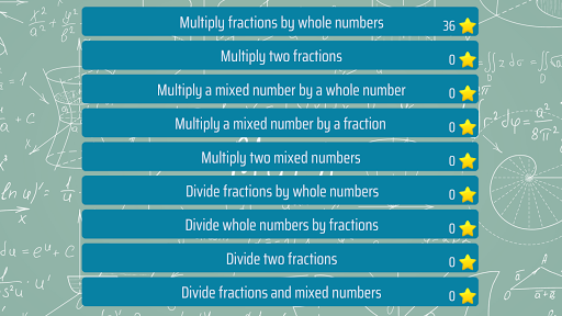 Android application Multiply and divide fractions screenshort