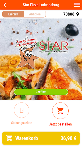 Android application Star Pizza screenshort