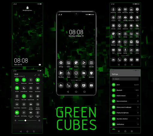 Android application [EMUI 10]Green Cubes Theme screenshort