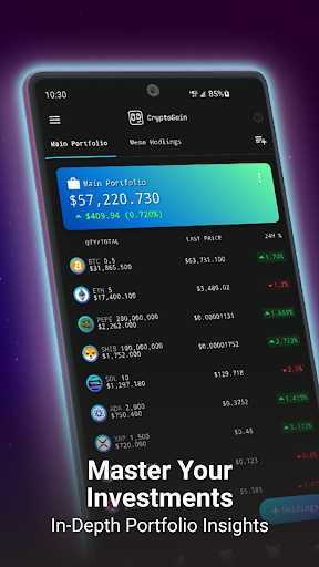 CryptoGain: Charts & Portfolio Screen 3