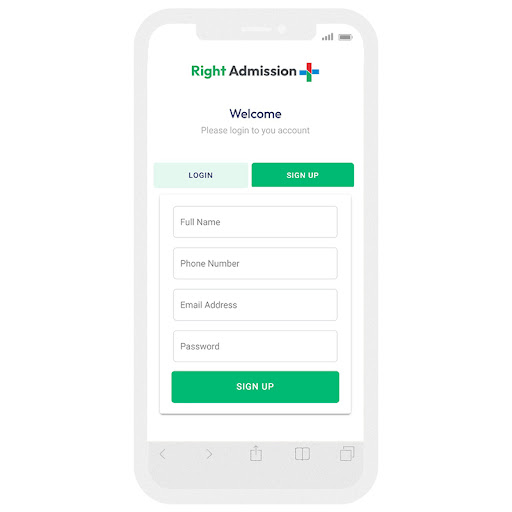 Right Admission Plus User Screen 3