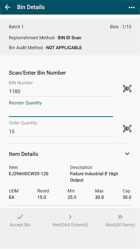 Android application Epicor Prophet 21 Bin Mgmt screenshort
