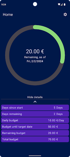 BudgetCalc - Daily Budget Calc Screen 2