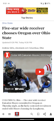 Android application cleveland.com: OSU Football screenshort