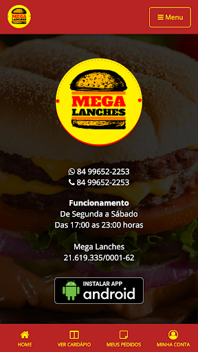 Android application Mega Lanches screenshort