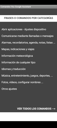 Comandos Voz Google Assistant
