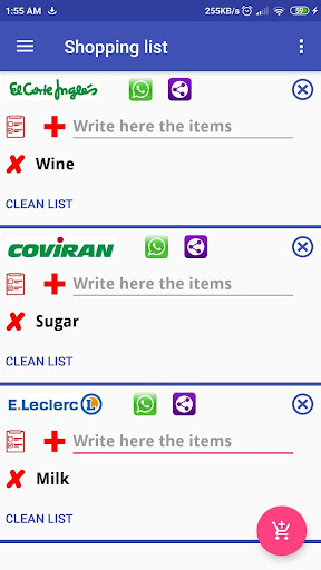 Android application Shopping list ordered by super screenshort