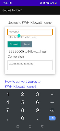 Joules to KWh Kilowatt hours