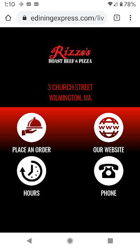 Android application Rizzo's Roast Beef & Pizza Wil screenshort