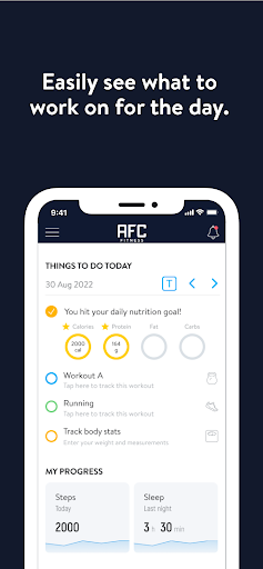 Screenshot of AFC Fitness Mobile