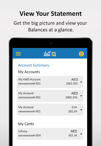 ABK UAE Mobile Banking Screen 2