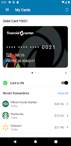 Financial Center Wallet Screen 2