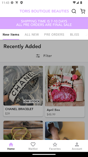 Android application TORIS BOUTIQUE BEAUTIES screenshort