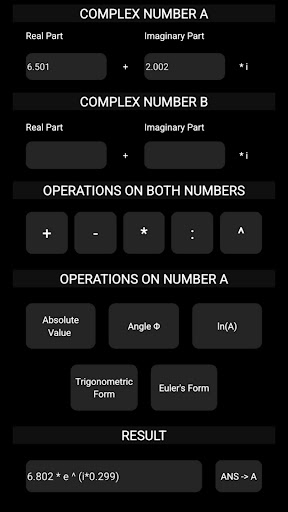 Android application Complex Calculator Student screenshort