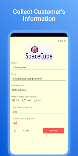 Android application Capture Guest Information screenshort