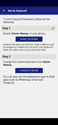Keyboard for writing in Wamey Screen 2