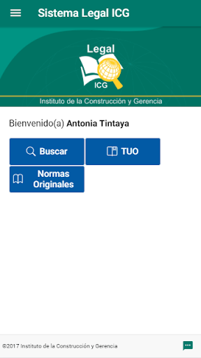 Android application Sistema Legal ICG screenshort