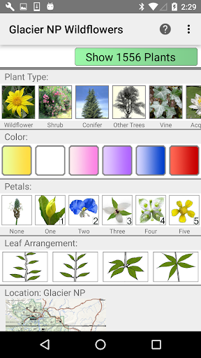 Android application Glacier NP Wildflowers screenshort
