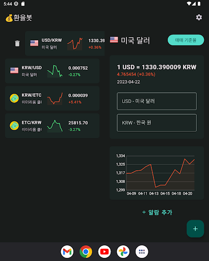 Android application FXbot: Exchange rate and coin screenshort