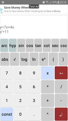 Android application Derivatives Calculator screenshort