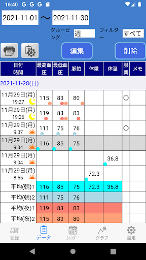 血圧管理手帳 Screen 2