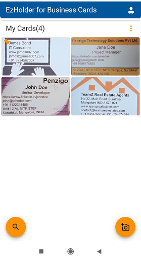 Android application EzHolder for Business Cards screenshort