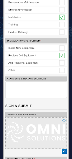 OMNI Service Hub Screen 2