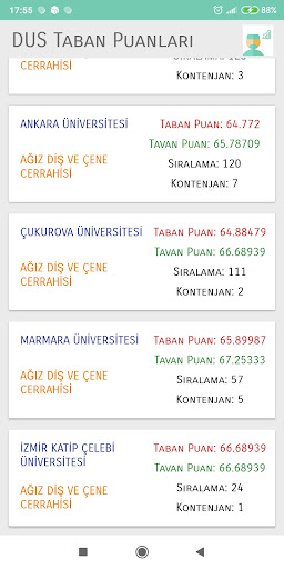 DUS Taban Puanları Screen 2