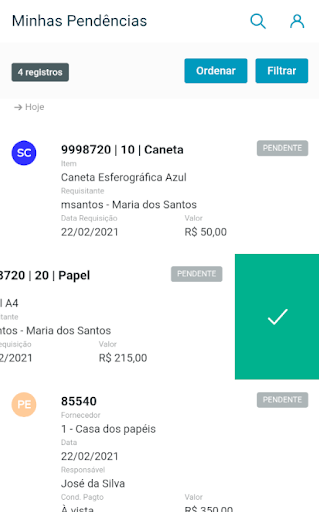 Minhas Pendências de Aprovação Screen 3