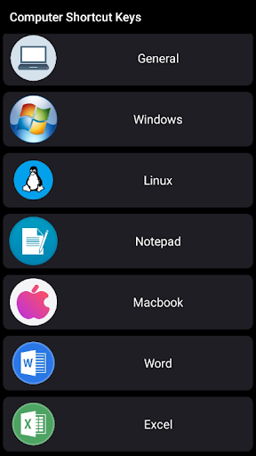 Android application Computer Shortcut Keys App screenshort