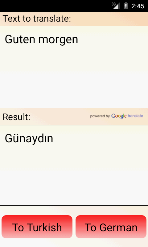 Android application German Turkish Translator screenshort