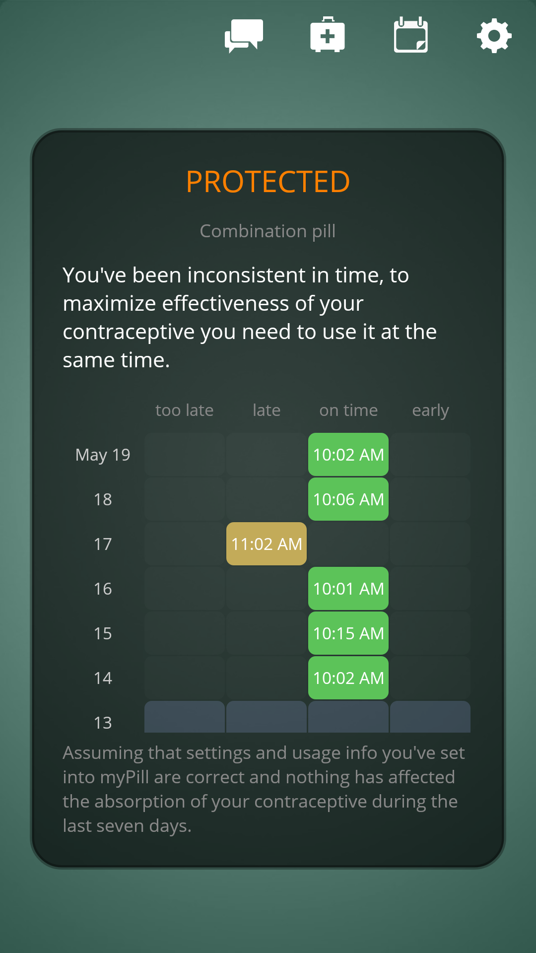 Android application myPill® Birth Control Reminder screenshort