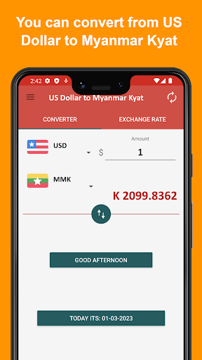 US Dollar to Myanmar Kyat Screen 2