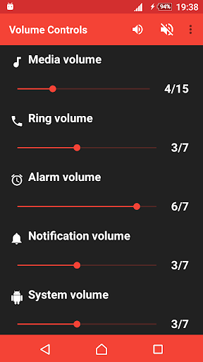 Android application Volume Controls screenshort