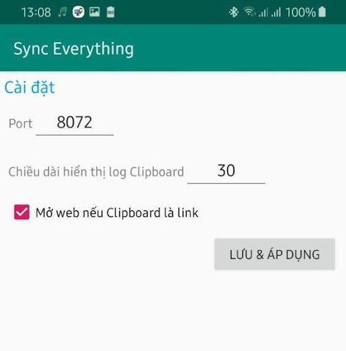 Android application Đồng bộ điện thoại với máy tín screenshort