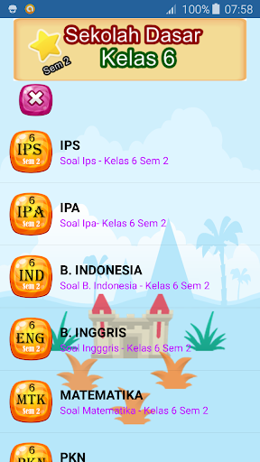 Android application Soal Ujian Kelas 6 SD Sem 2 screenshort