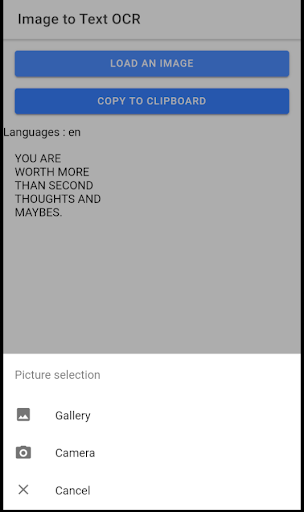 Android application Image To Text OCR screenshort
