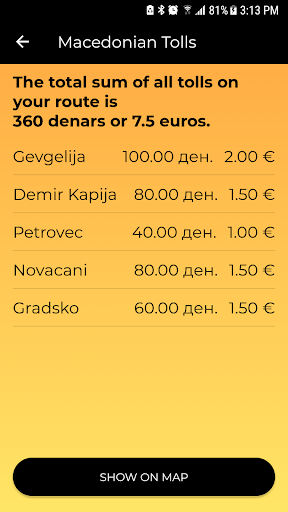 Macedonian Tolls - Plan Ahead Screen 3