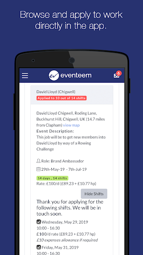 Android application Eventeem Staffing screenshort