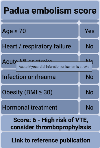 Padua Embolism Score Screen 3