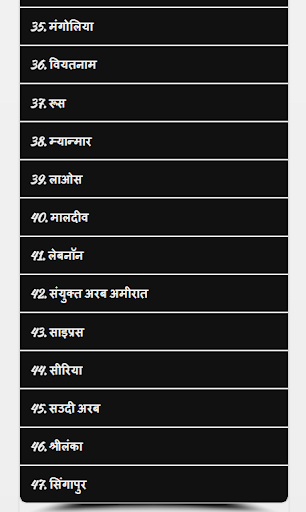 Asian Countries HINDI GK Screen 2