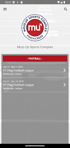 Android application Mojo Up Sports Complex screenshort