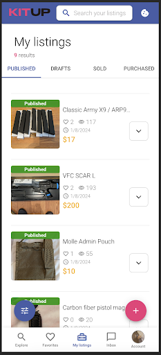 KitUp - Airsoft Marketplace Screen 2